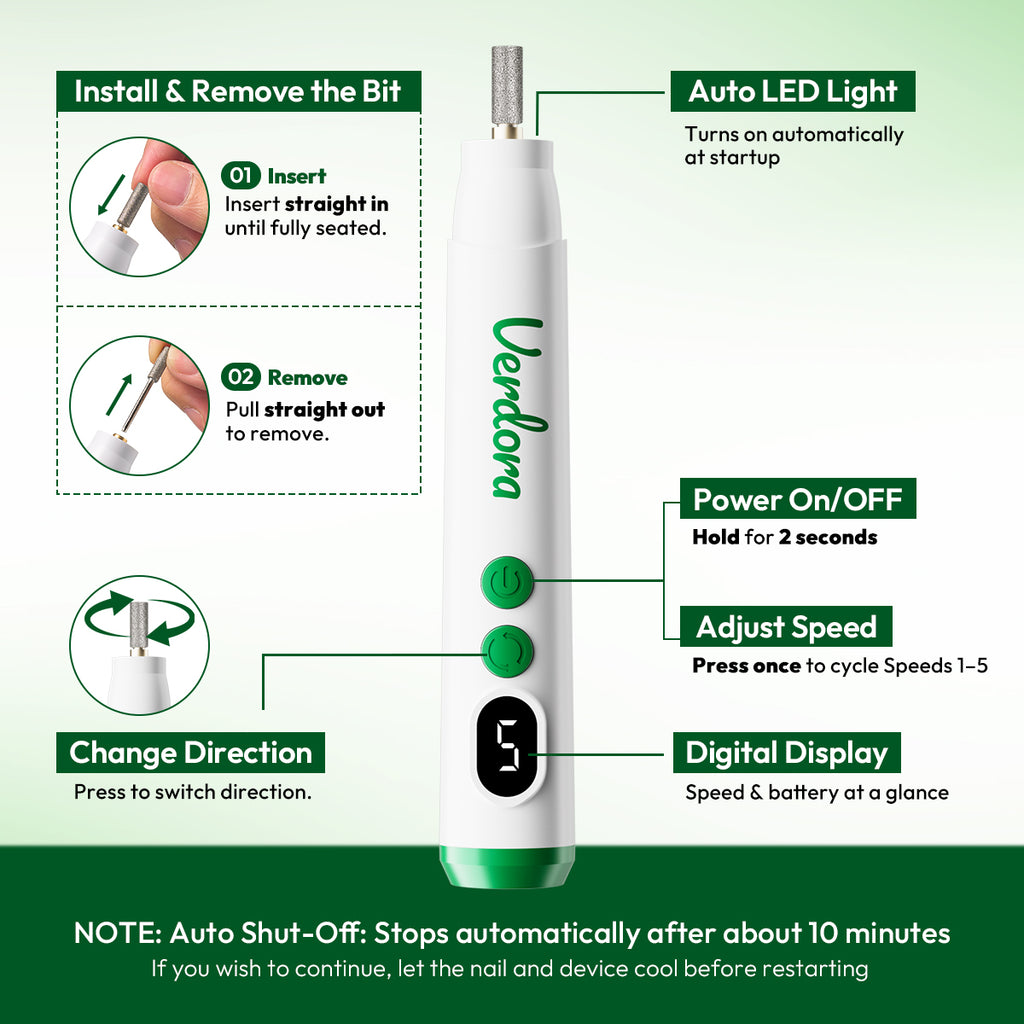 Ponceuse à ongles électrique VERDORA pour ongles épais